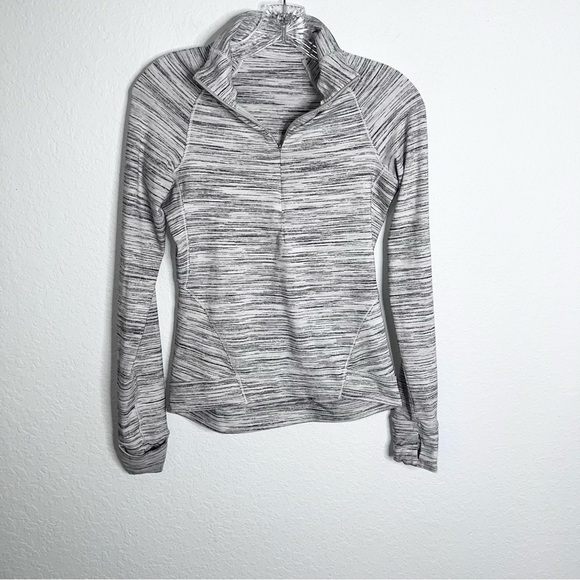 Lululemon Top Women 4 Sweater Outrun The Elements 1/2 Zip Thumbholes Space Dye - Picture 2 of 11